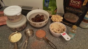 Ingredients for raw choc bar