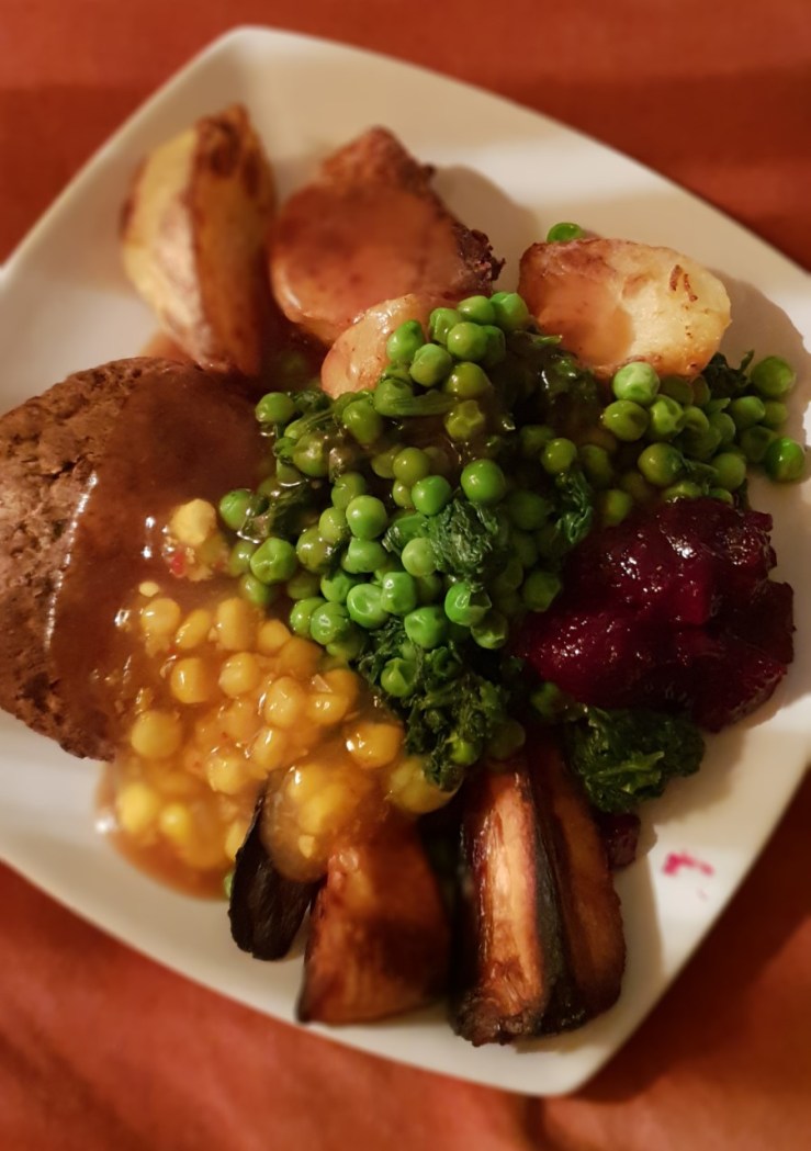 roast dinner mushroom burger